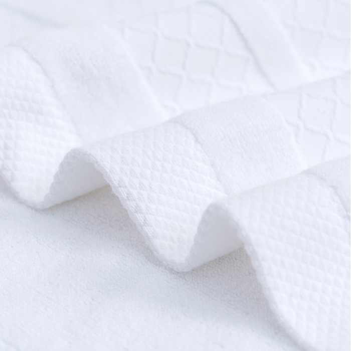 91家纺网 家纺一手货源 找家纺 朴尔2024新款全棉32股小棱形系列毛巾浴巾 35*75毛巾洁白色