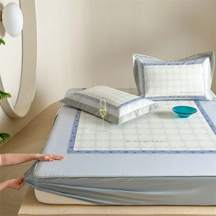 91家纺网 家纺一手货源 找家纺 （总）甜梦 2025新款简欧大板凉感品质7A抗菌防螨印花养生冰丝席系列