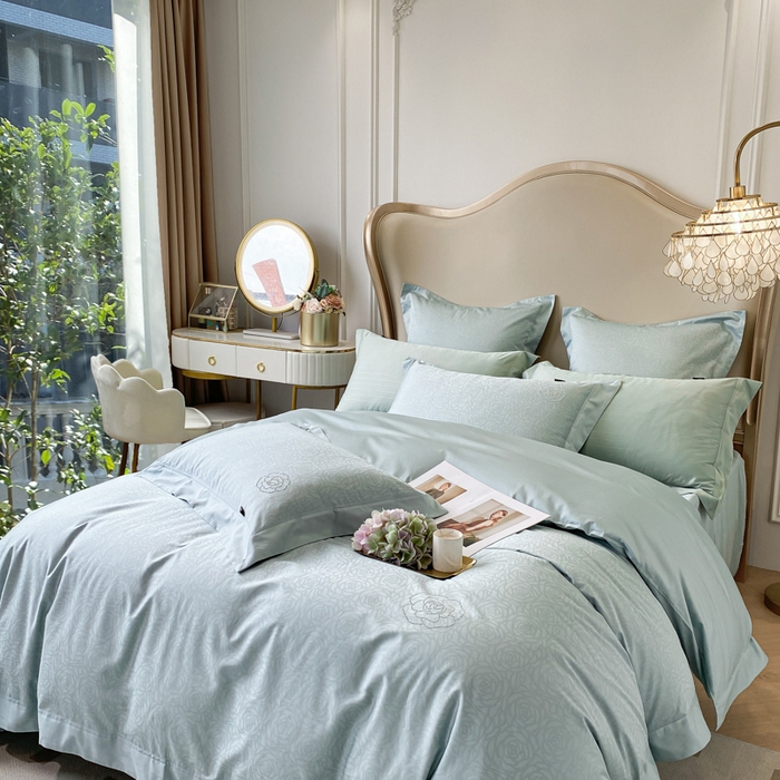 91家纺网 家纺一手货源 找家纺 （总）品家居 2025新款长绒棉宽边印花四件套-邂逅