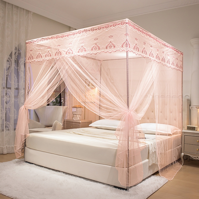 91家纺网 家纺一手货源 找家纺 千逸虹 2024年新款宫廷款落地蚊帐 玉色