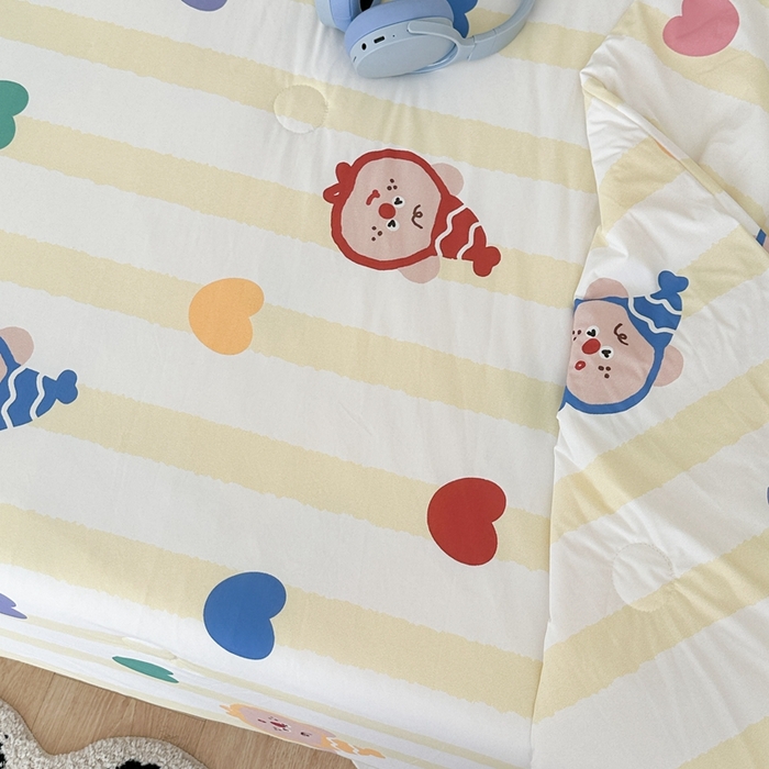 91家纺网 家纺一手货源 找家纺 昔可家纺 2024新款凉感冰皮床盖和同款夏被 淘气元宝