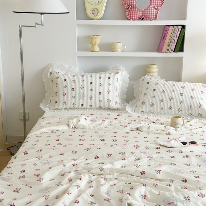 91家纺网 家纺一手货源 找家纺 昔可家纺 2024新款凉感冰皮床盖和同款夏被 玫瑰花园