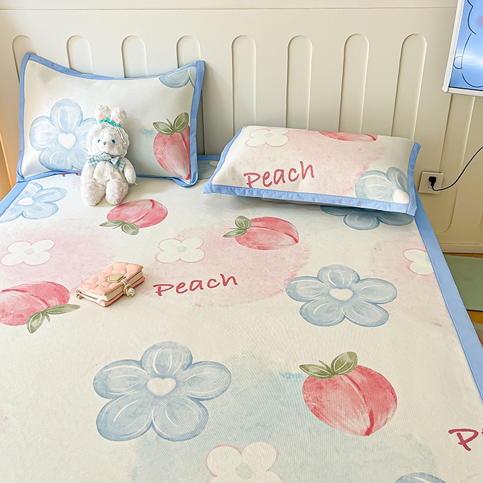 91家纺网 家纺一手货源 找家纺 安哆啦家纺 安哆啦家纺 2024新款A类冰藤印花凉席 水蜜桃-凉席款