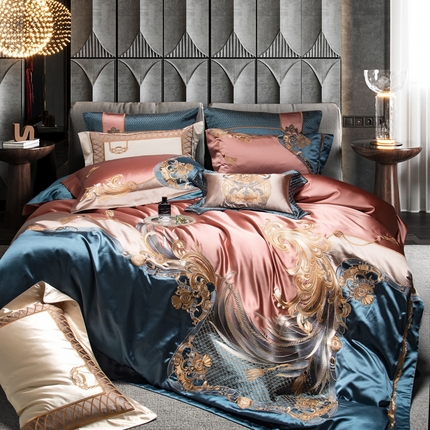 91家纺网 家纺一手货源 找家纺 （总）至爱今生 2024新款100支全棉色织提花四件套 汉诺威