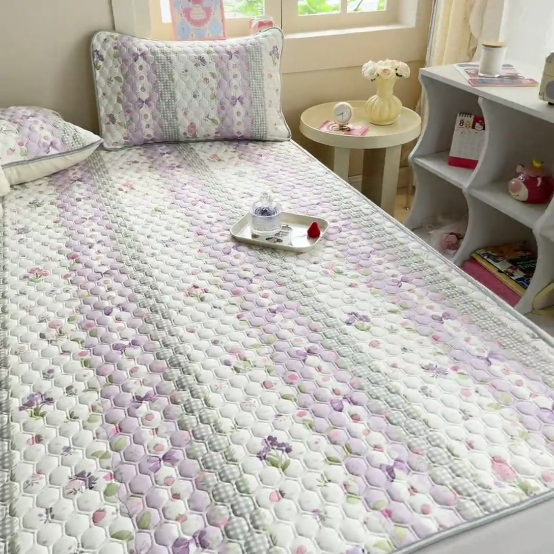 91家纺网 家纺一手货源 找家纺 简宜家居（朝初家纺） 2025新款凉感丝平铺席 紫藤花花