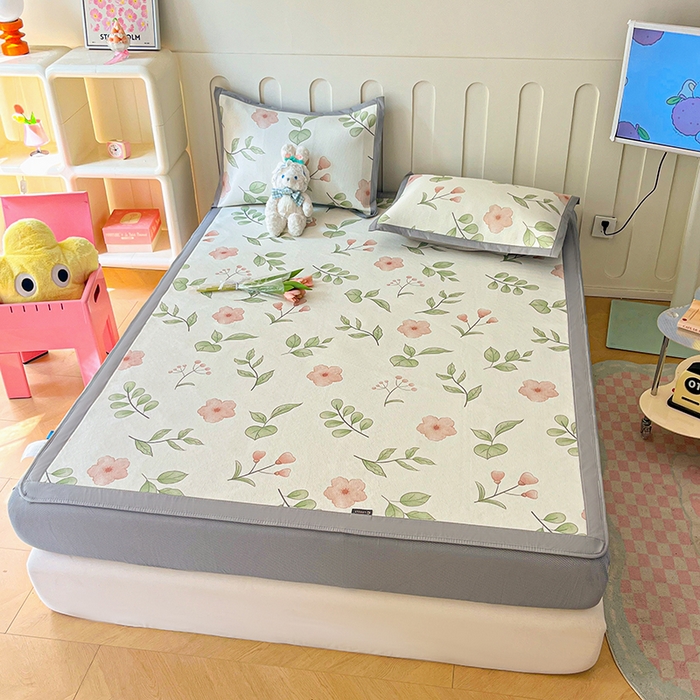 91家纺网 家纺一手货源 找家纺 安哆啦家纺 安哆啦家纺 2024新款A类冰藤印花凉席 花丛间-床笠款