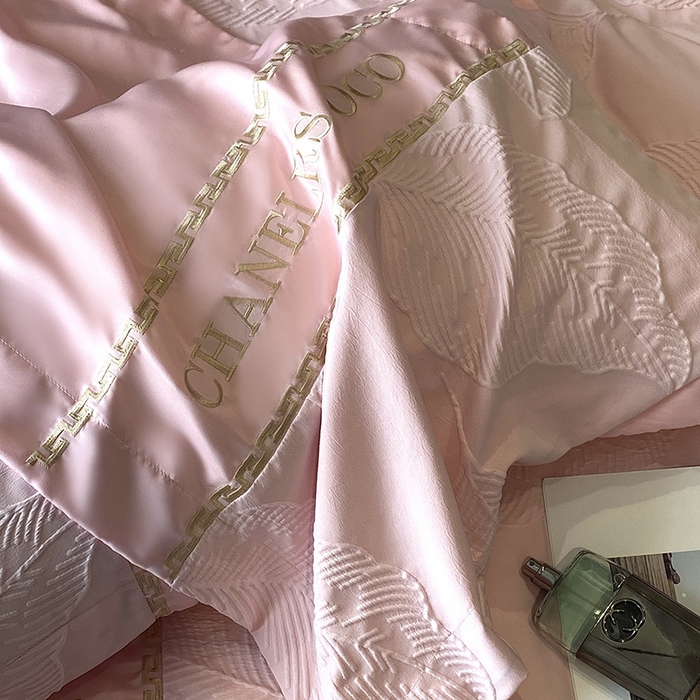 91家纺网 家纺一手货源 找家纺 优悦生活馆 2024新款新款冰丝绣花四件套-莫奈花园 莫奈花园-粉