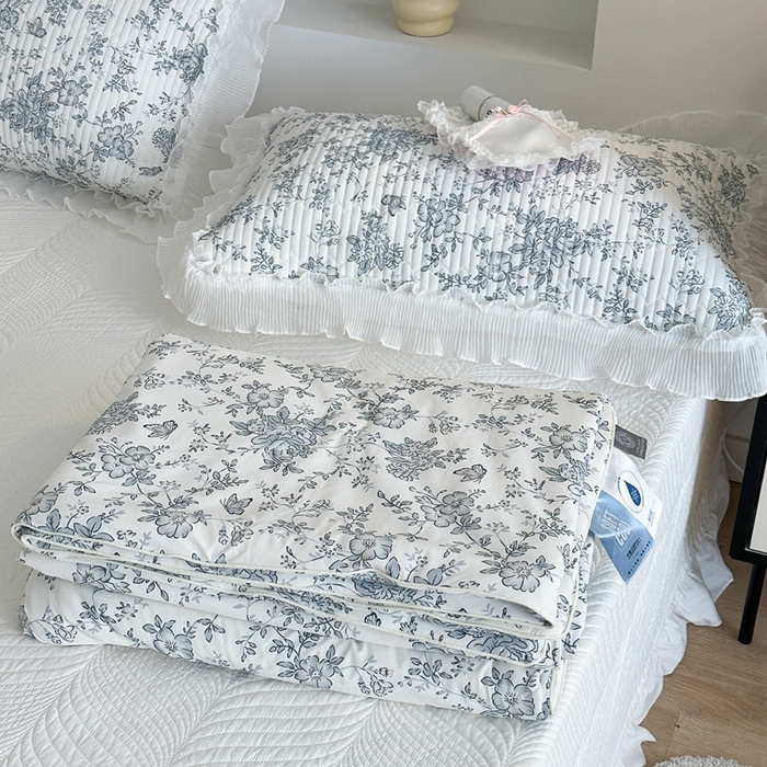 91家纺网 家纺一手货源 找家纺 昔可家纺 2024新款凉感冰皮床盖和同款夏被 庄生梦蝶