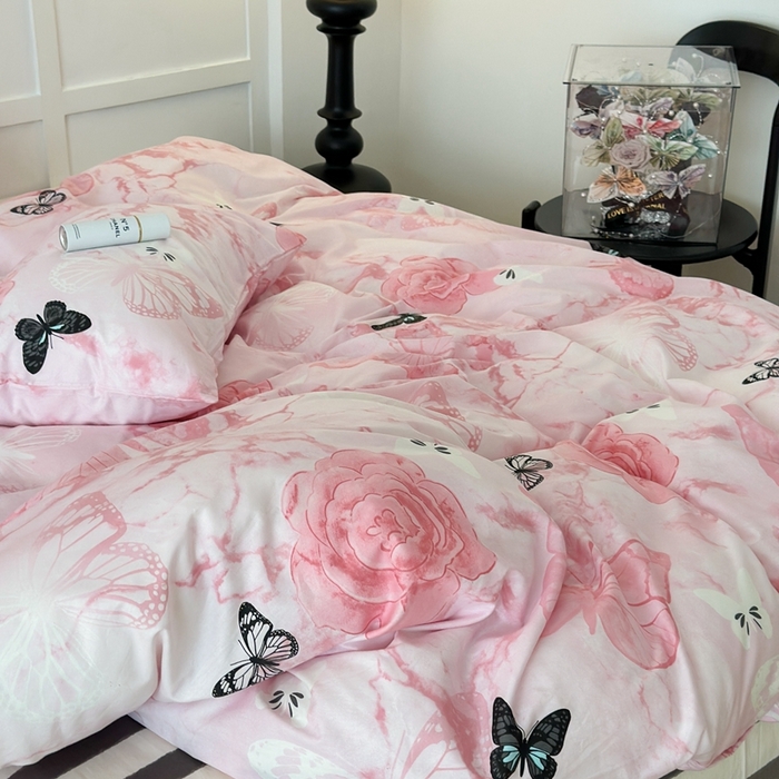 91家纺网 家纺一手货源 找家纺 昔可家纺 2024新款亲肤舒适晕染四件套--蝴蝶系列 晕染花蝴蝶