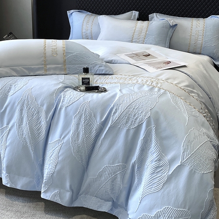 优悦生活馆 2024新款新款冰丝绣花四件套-莫奈花园 莫奈花园-蓝