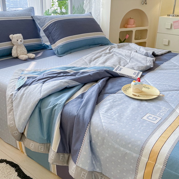 91家纺网 家纺一手货源 找家纺 菲梵家纺 2025春夏新品A类全棉喷气印花夏被 被子被芯 格兰德