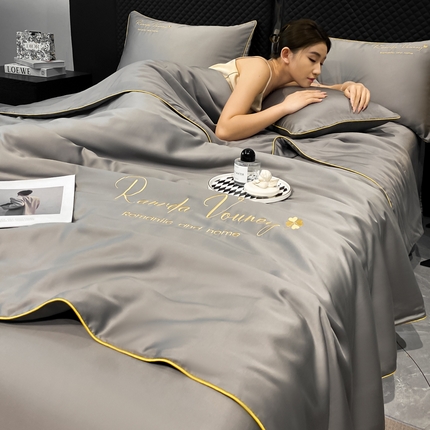 91家纺网 家纺一手货源 找家纺 （总）绘萱家居 2025爆款绣花水洗天丝夏被四件套水洗真丝夏被冰丝夏凉被空调被-梵宝