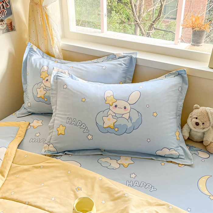 91家纺网 家纺一手货源 找家纺 菲梵家纺 2025春夏新品A类全棉喷气印花夏被 被子被芯 星之兔