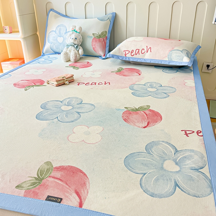 91家纺网 家纺一手货源 找家纺 安哆啦家纺 安哆啦家纺 2024新款A类冰藤印花凉席 水蜜桃-凉席款