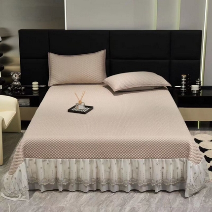 91家纺网 家纺一手货源 找家纺 （总）青雅席业 2025新款舒适亲肤凉感冰豆豆网纱花边凉席