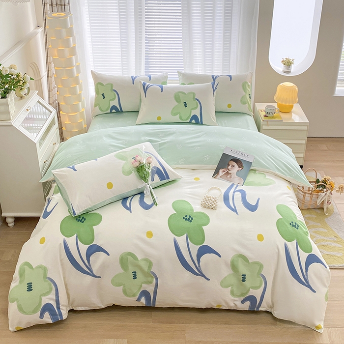 91家纺网 家纺一手货源 找家纺 宇彬家纺 2024新款13372喷气全棉四件套 小情调