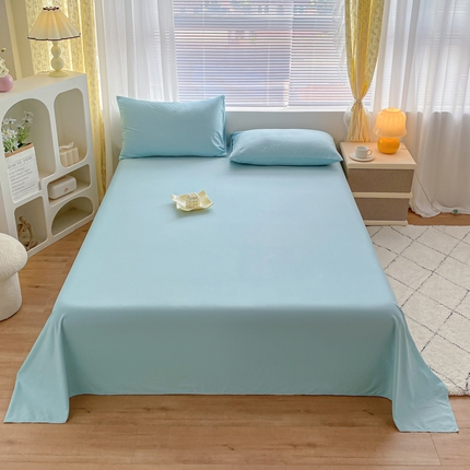 暖季 2025新款40支全棉纯色床单 天空蓝