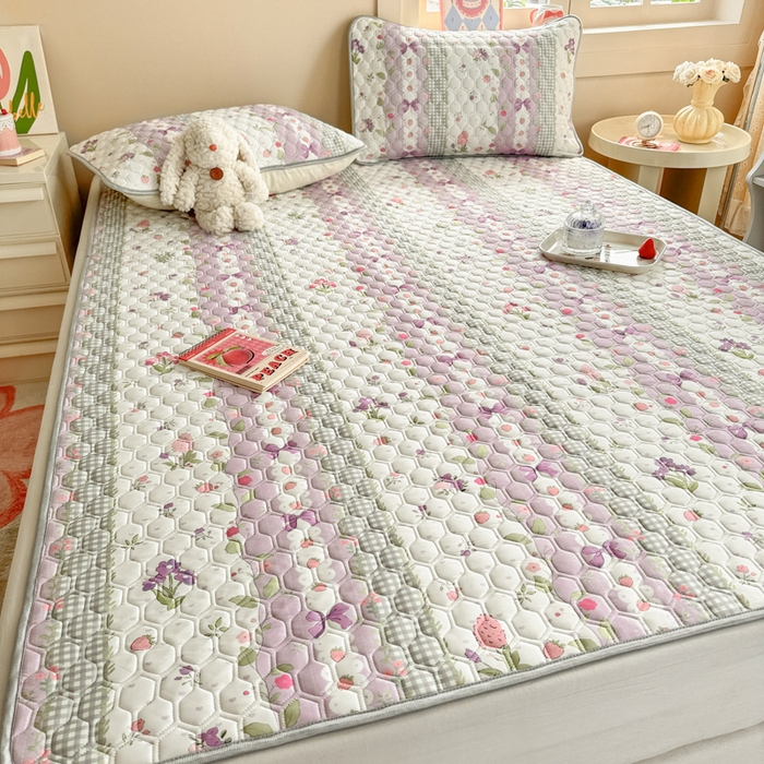 91家纺网 家纺一手货源 找家纺 简宜家居（朝初家纺） 2025新款凉感丝平铺席 紫藤花花