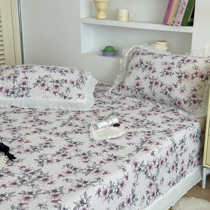 91家纺网 家纺一手货源 找家纺 昔可家纺 2024新款凉感冰皮床盖和同款夏被 粉黛桃花