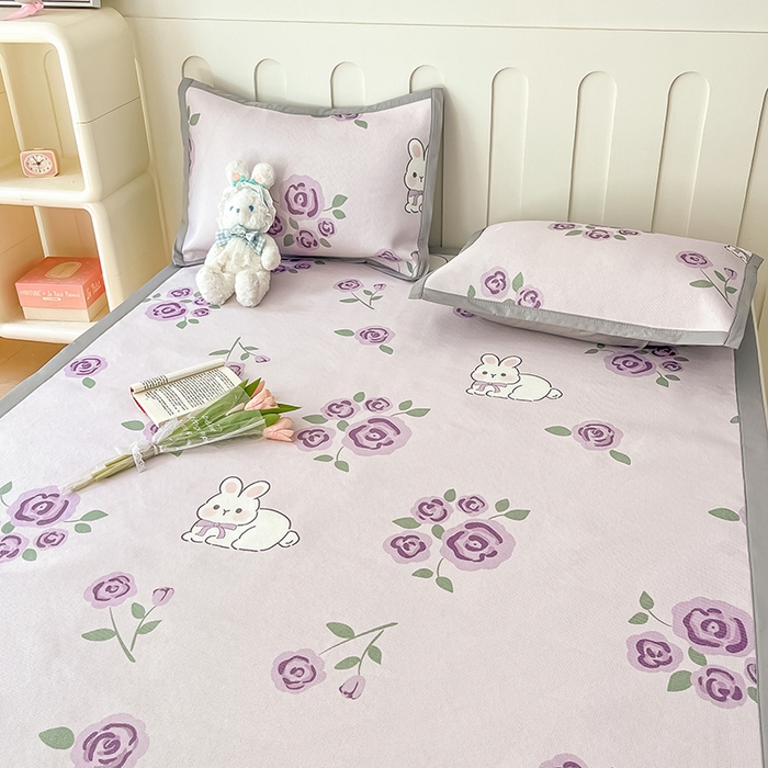 91家纺网 家纺一手货源 找家纺 安哆啦家纺 安哆啦家纺 2024新款A类冰藤印花凉席 紫花兔-凉席款