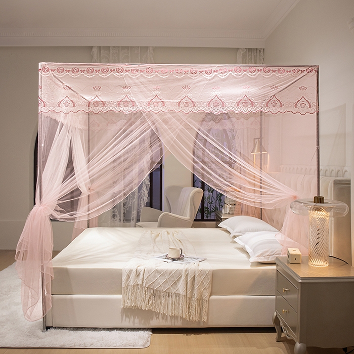 91家纺网 家纺一手货源 找家纺 千逸虹 2024年新款宫廷款落地蚊帐 玉色