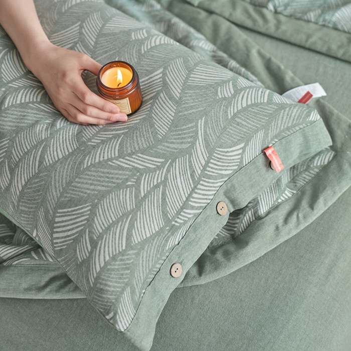 91家纺网 家纺一手货源 找家纺 （总）安莱生活 2024新款高端双层纱色织大提花夏被 落叶