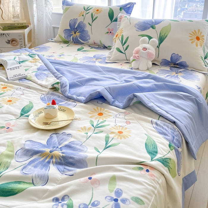 91家纺网 家纺一手货源 找家纺 菲梵家纺 2025春夏新品A类全棉喷气印花夏被 被子被芯 爱恋