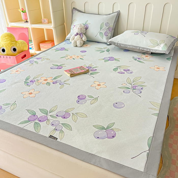 91家纺网 家纺一手货源 找家纺 安哆啦家纺 安哆啦家纺 2024新款A类冰藤印花凉席 蓝莓-凉席款