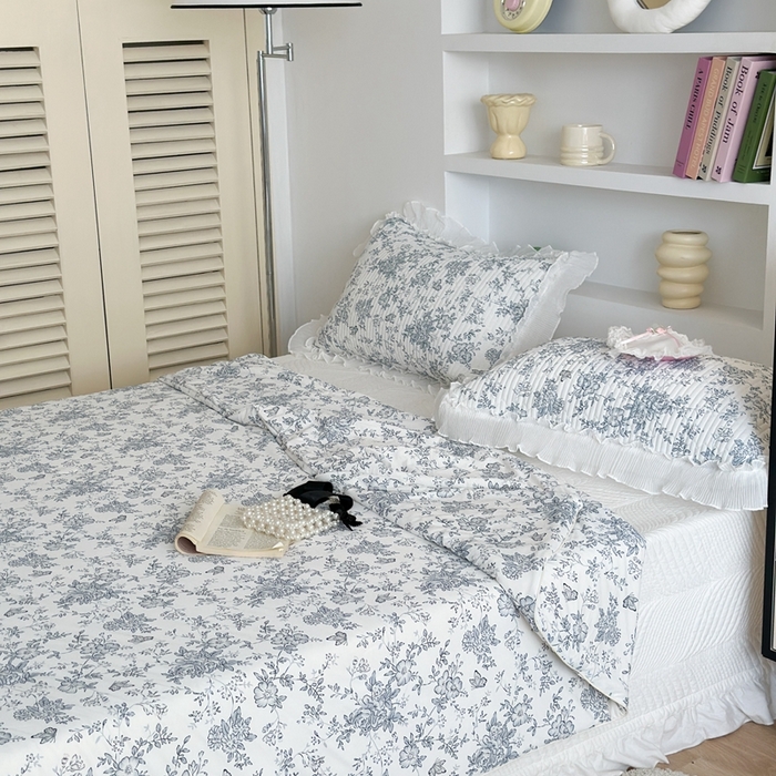 91家纺网 家纺一手货源 找家纺 昔可家纺 2024新款凉感冰皮床盖和同款夏被 庄生梦蝶