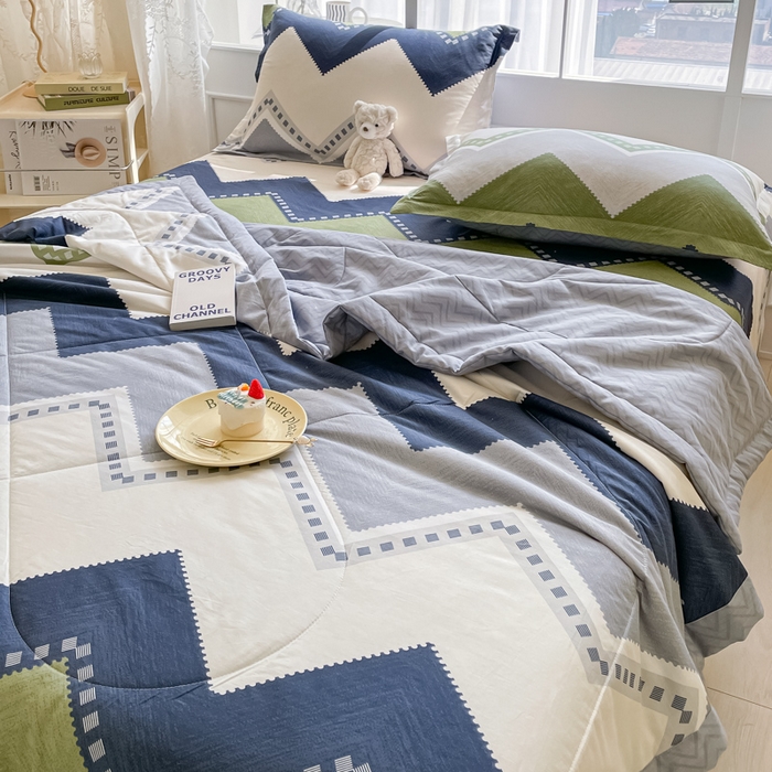 91家纺网 家纺一手货源 找家纺 菲梵家纺 2025春夏新品A类全棉喷气印花夏被 被子被芯 莱赛尔