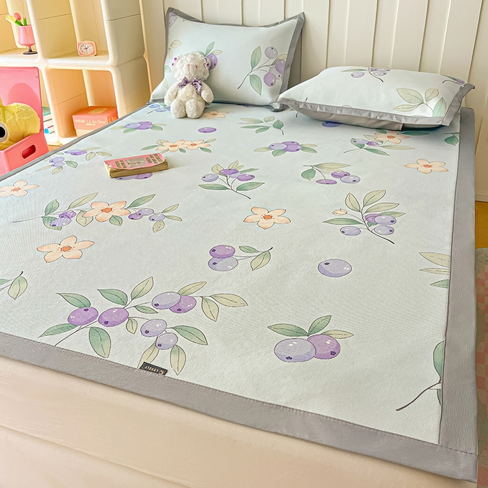 91家纺网 家纺一手货源 找家纺 安哆啦家纺 安哆啦家纺 2024新款A类冰藤印花凉席 蓝莓-凉席款