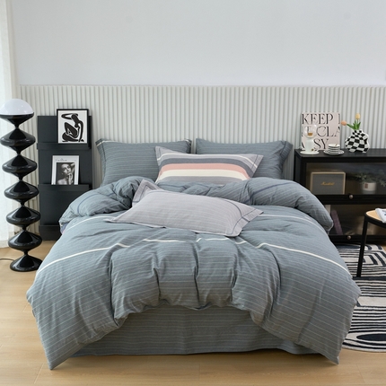 91家纺网 家纺一手货源 找家纺 （总）三沁家居 2025新款格子色织全棉水洗棉四件套直播爆款量大价优