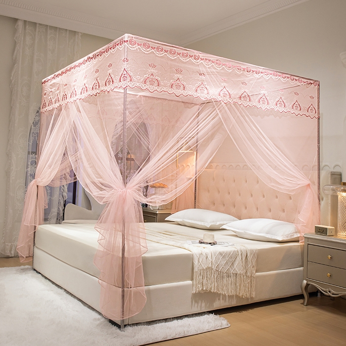 91家纺网 家纺一手货源 找家纺 千逸虹 2024年新款宫廷款落地蚊帐 玉色