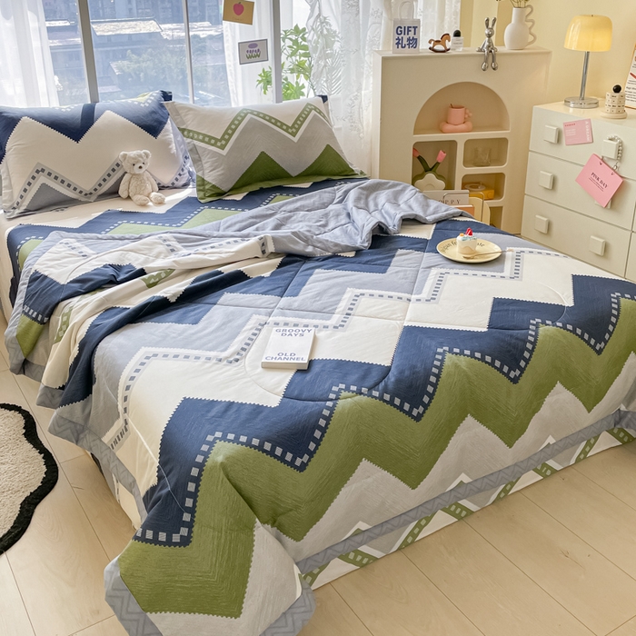 91家纺网 家纺一手货源 找家纺 菲梵家纺 2025春夏新品A类全棉喷气印花夏被 被子被芯 莱赛尔