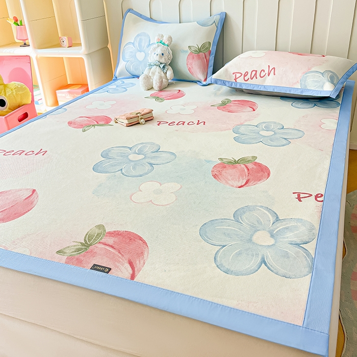 91家纺网 家纺一手货源 找家纺 安哆啦家纺 安哆啦家纺 2024新款A类冰藤印花凉席 水蜜桃-凉席款