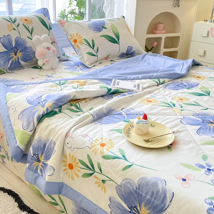 91家纺网 家纺一手货源 找家纺 菲梵家纺 2025春夏新品A类全棉喷气印花夏被 被子被芯 爱恋