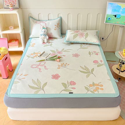 91家纺网 家纺一手货源 找家纺 安哆啦家纺 安哆啦家纺 2024新款A类冰藤印花凉席 蝶恋花-床笠款