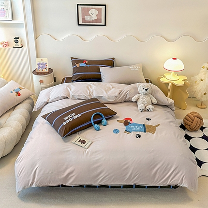 91家纺网 家纺一手货源 找家纺 （总）其奥家纺 2025新款毛巾绣全棉四件套纯棉学生三件套