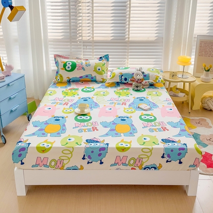 91家纺网 家纺一手货源 找家纺 （总）楠沐家纺 2025新款亲肤印花芦荟棉水洗棉床笠系列