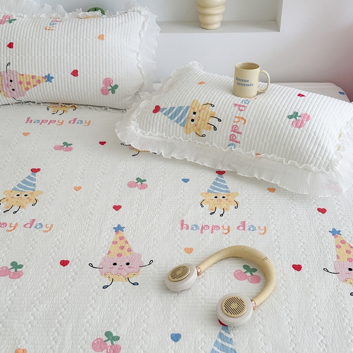 91家纺网 家纺一手货源 找家纺 昔可家纺 2024新款凉感冰皮床盖和同款夏被 樱桃曲奇