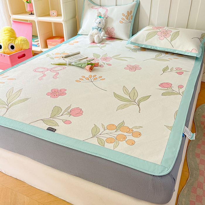 91家纺网 家纺一手货源 找家纺 安哆啦家纺 安哆啦家纺 2024新款A类冰藤印花凉席 蝶恋花-床笠款