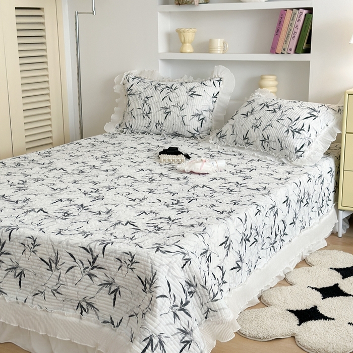 91家纺网 家纺一手货源 找家纺 昔可家纺 2024新款凉感冰皮床盖和同款夏被 国风竹影