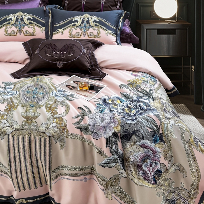 91家纺网 家纺一手货源 找家纺 （总）至爱今生 2024新款100支全棉色织提花四件套 伊甸园