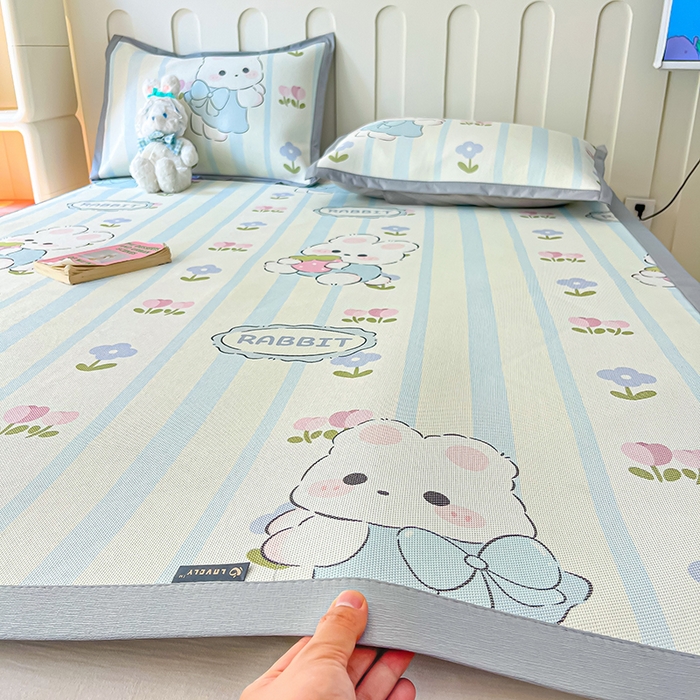 91家纺网 家纺一手货源 找家纺 安哆啦家纺 安哆啦家纺 2024新款A类冰藤印花凉席 花中兔-凉席款