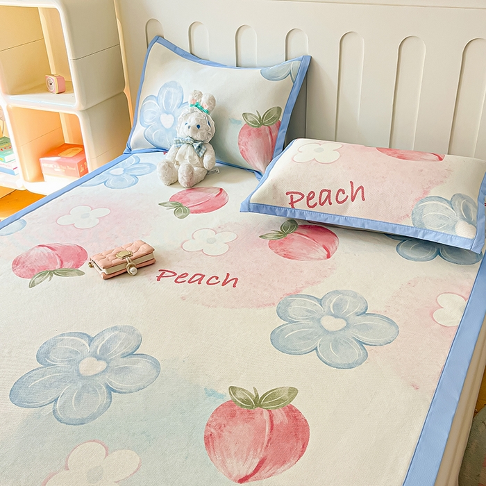 91家纺网 家纺一手货源 找家纺 安哆啦家纺 安哆啦家纺 2024新款A类冰藤印花凉席 水蜜桃-凉席款