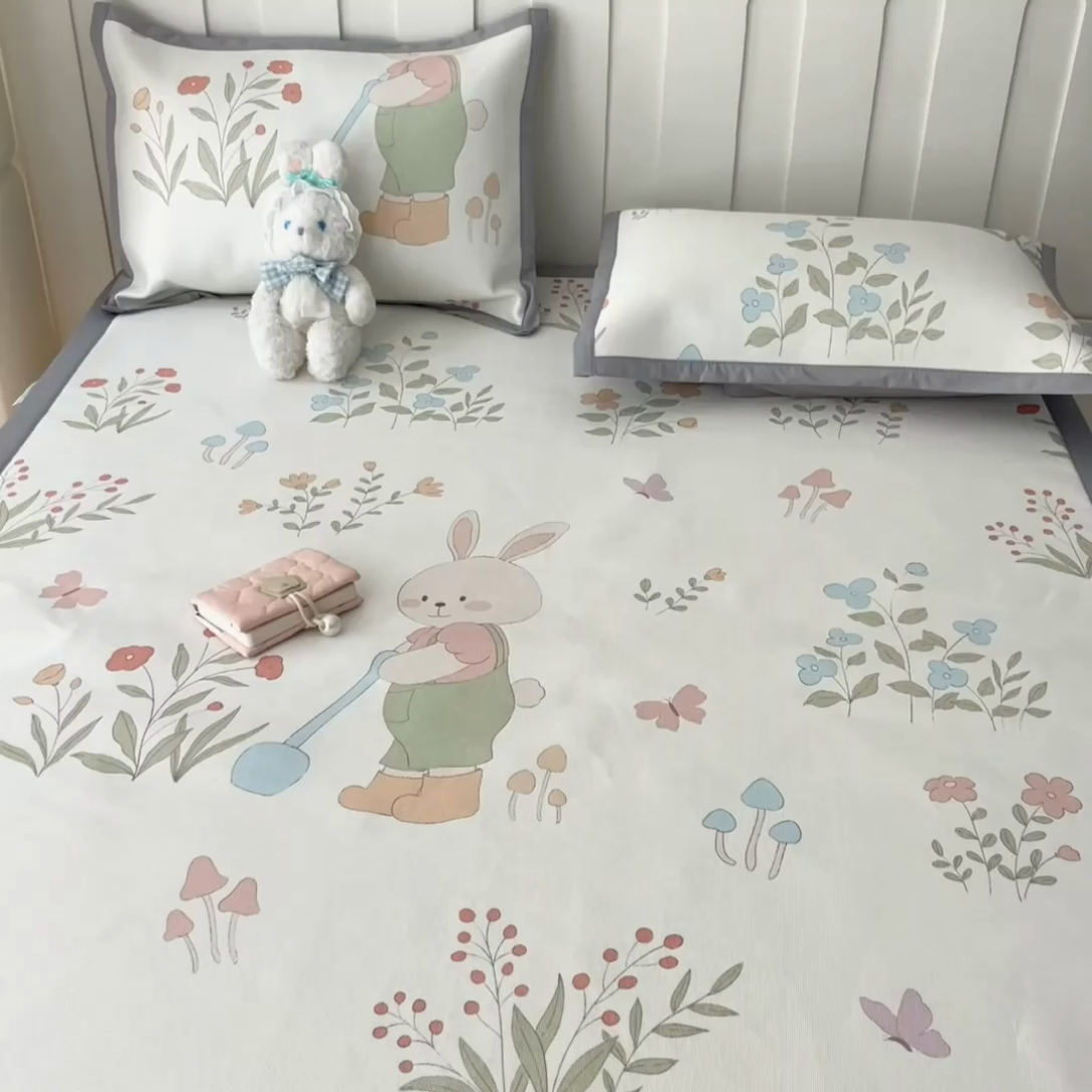 91家纺网 家纺一手货源 找家纺 安哆啦家纺 安哆啦家纺 2024新款A类冰藤印花凉席 田园里-凉席款