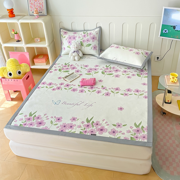 91家纺网 家纺一手货源 找家纺 安哆啦家纺 安哆啦家纺 2024新款A类冰藤印花凉席 浪漫花语-凉席款