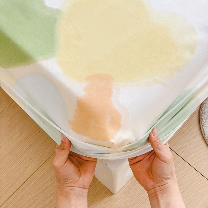 91家纺网 家纺一手货源 找家纺 楠沐家纺 2025新款亲肤印花芦荟棉水洗棉床笠系列 幸运心