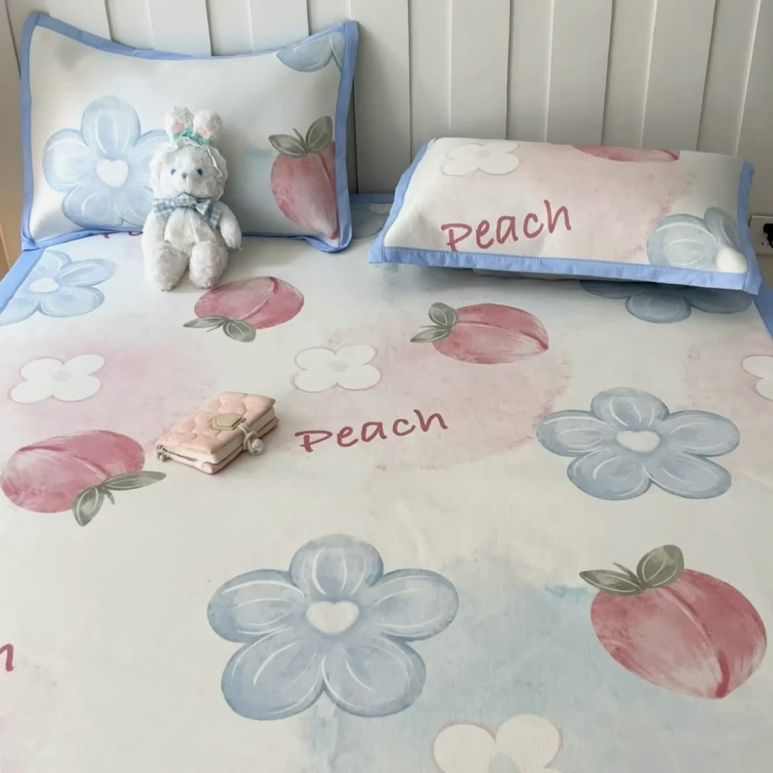 91家纺网 家纺一手货源 找家纺 安哆啦家纺 安哆啦家纺 2024新款A类冰藤印花凉席 水蜜桃-凉席款