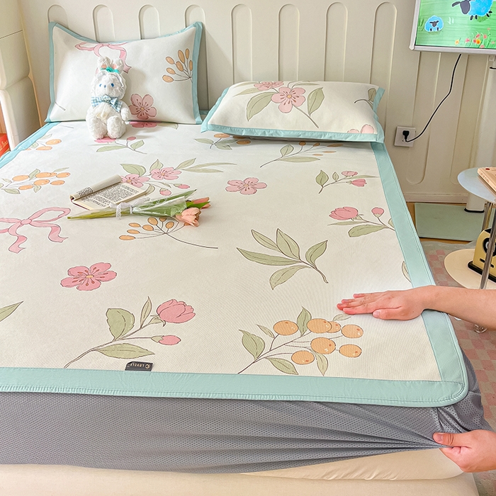 91家纺网 家纺一手货源 找家纺 安哆啦家纺 安哆啦家纺 2024新款A类冰藤印花凉席 蝶恋花-床笠款